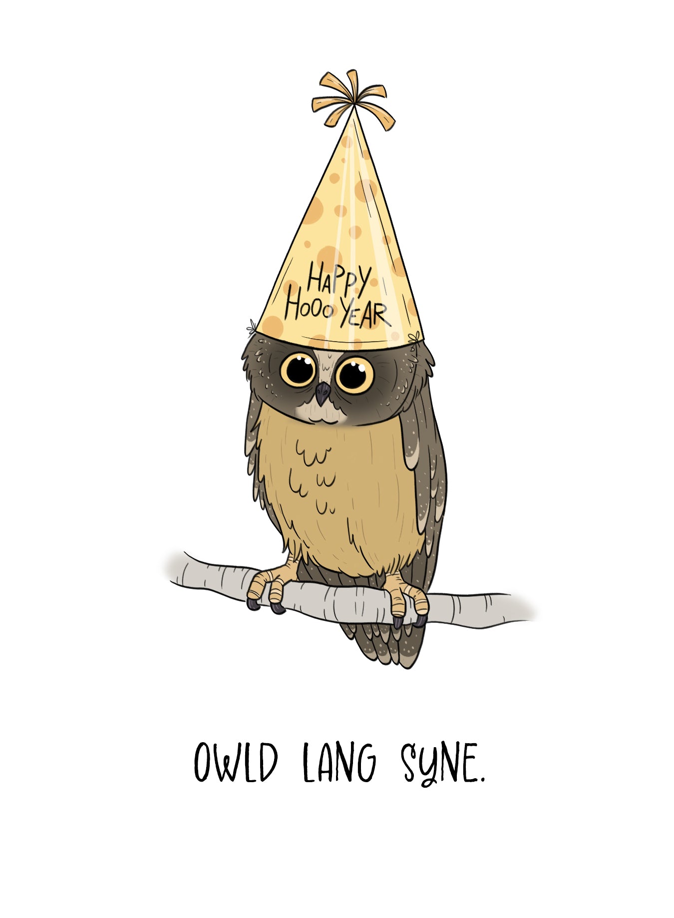 Funny Owl New Year Greeting Card