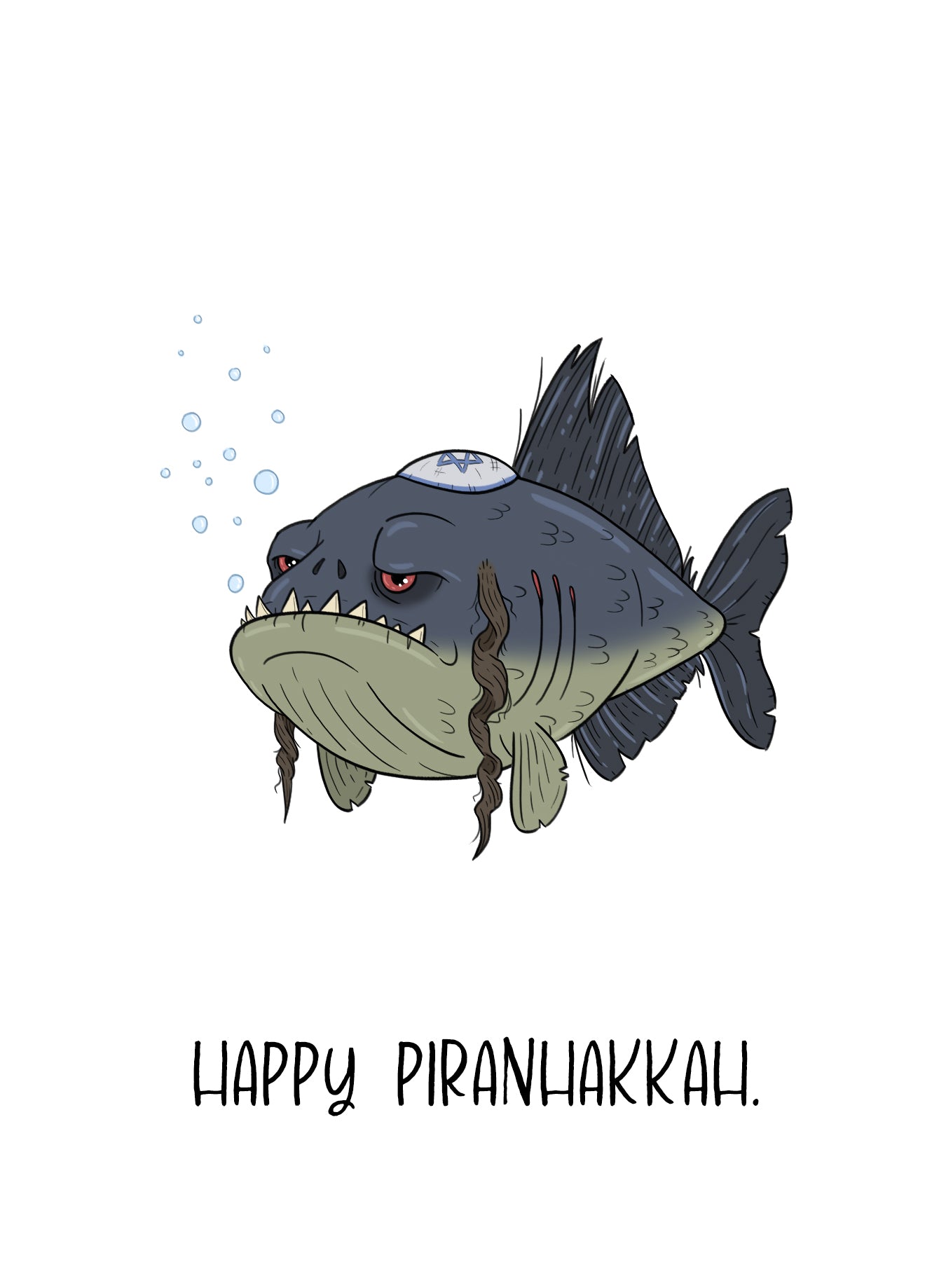 Funny Piranha Hanukkah Greeting Card